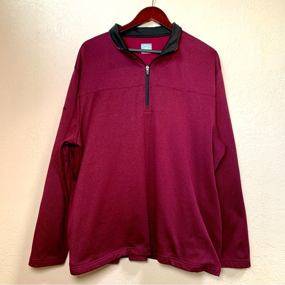 Men's Callaway 1/4 Zip Pullover Sweatshirt XL Maroon Polyester Golf Golfer - Picture 2 of 11